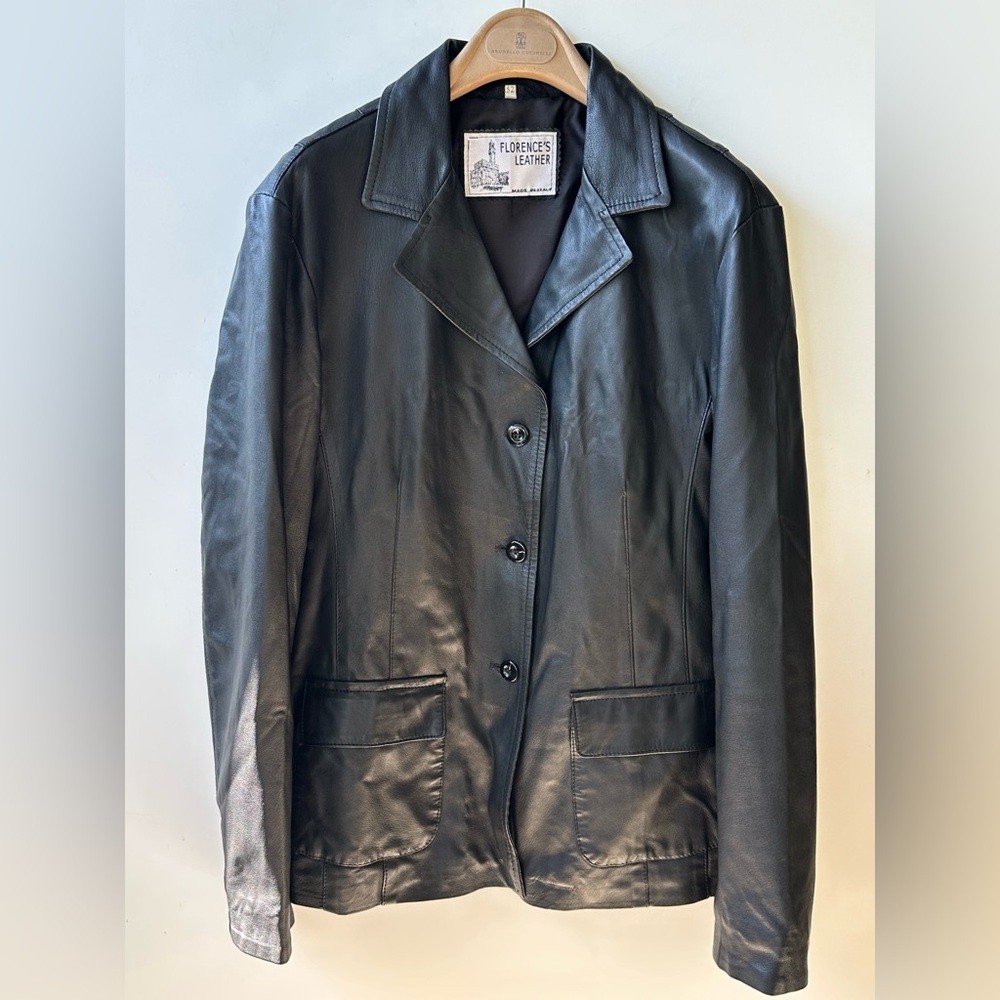 EUC Florence’s Leather Black Women's Leather Jacket, 52, XL